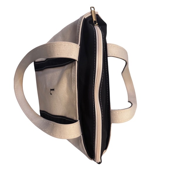 LL Bean Boat and Tote Bag Zip Top Stiff Canvas Monogram L Made in USA Vintage M - Picture 6 of 10